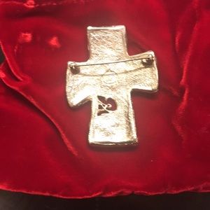 Vintage silver Christian Lacroix Cross Brooch